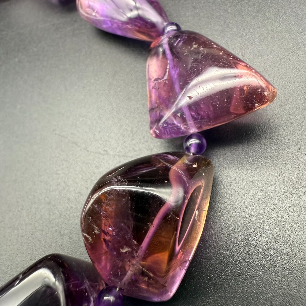 Stephen Dweck Signed‎ Ametrine Nugget Necklace | Sterling Silver Clasp | Artisan - Picture 7 of 12